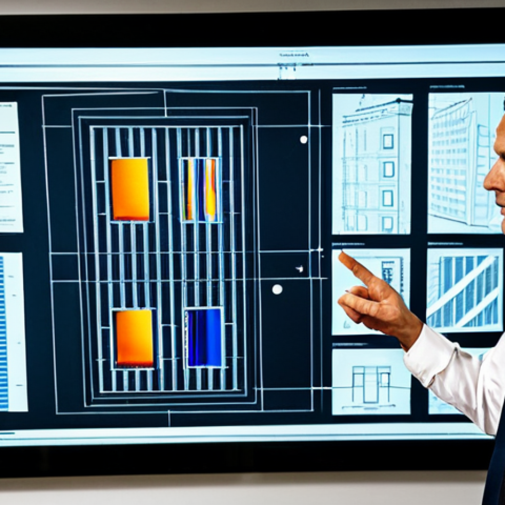 A highly competent professional fire safety engineer, a male in his 40s, stands confidently in a modern, well-lit safety control room. He is fully clothed in a modest, dark business suit and a crisp white shirt, with a serious and focused expression. In the background, large digital screens display complex schematics of a high-rise building's fire prevention systems and real-time sensor data. He is gesturing towards a holographic projection of a building layout, explaining a point to an unseen colleague. The scene emphasizes innovation and meticulous planning. This image should have perfect anatomy, correct proportions, well-formed hands, and natural body proportions. It is safe for work, appropriate content, and fully clothed, embodying a professional and family-friendly atmosphere.