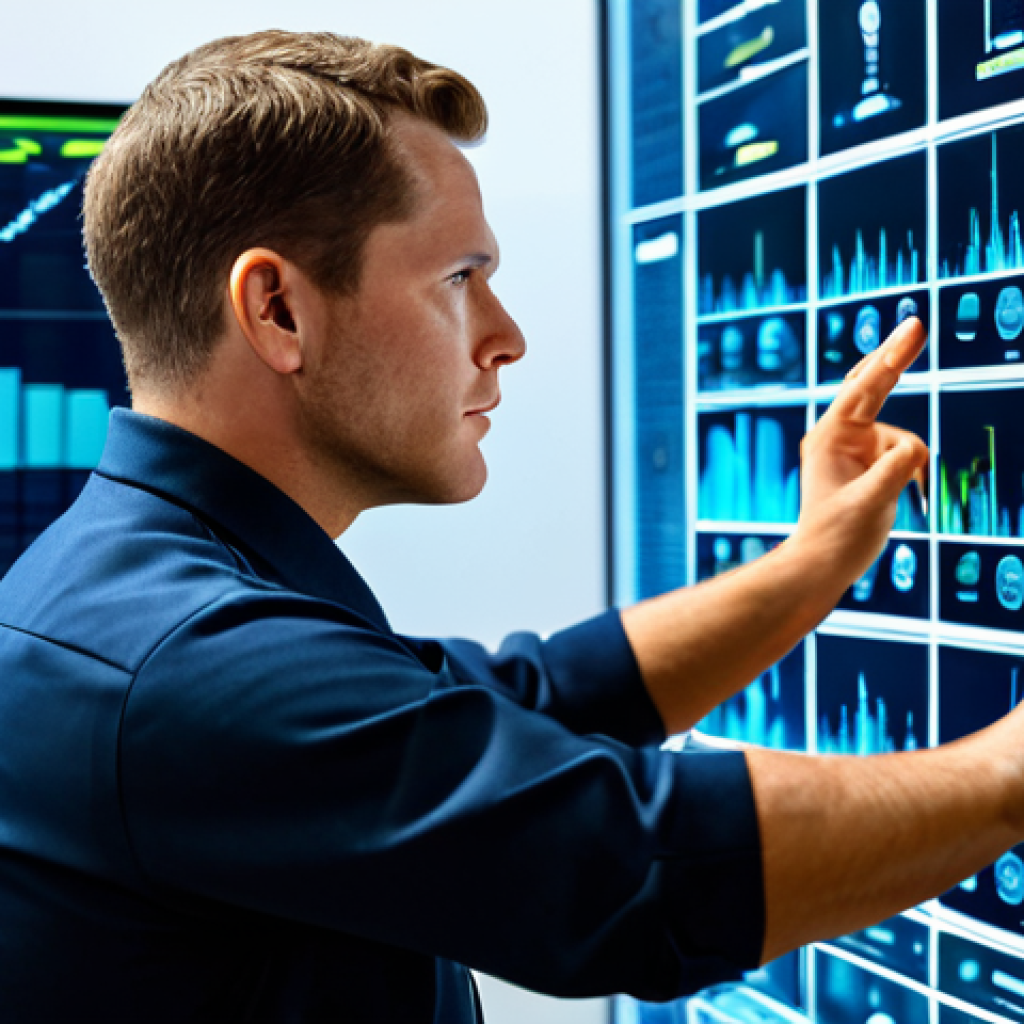 A professional fire safety expert, fully clothed in a modern, modest uniform, intently observing complex data visualizations on a holographic display in a high-tech command center. The setting is clean and orderly, featuring subtle glowing interfaces and ambient lighting, emphasizing insight and real-time monitoring. The scene highlights advanced data analysis and predictive modeling capabilities. safe for work, appropriate content, professional, perfect anatomy, correct proportions, natural pose, well-formed hands, proper finger count, natural body proportions, high quality photography.