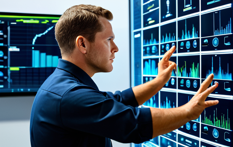 A professional fire safety expert, fully clothed in a modern, modest uniform, intently observing complex data visualizations on a holographic display in a high-tech command center. The setting is clean and orderly, featuring subtle glowing interfaces and ambient lighting, emphasizing insight and real-time monitoring. The scene highlights advanced data analysis and predictive modeling capabilities. safe for work, appropriate content, professional, perfect anatomy, correct proportions, natural pose, well-formed hands, proper finger count, natural body proportions, high quality photography.